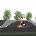 Modern basketball court outdoor basketball court plastic field 3d model