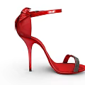 Elegant Red High Heel Sandals With Ankle Strap And Rhinestone Decoration