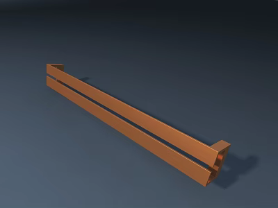Modern Orange Metal Door Handle With Long Strip Design And Smooth Surface 3d model