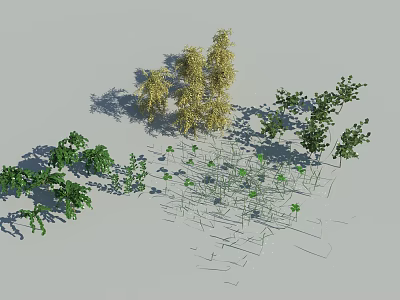 Diverse Garden Flowers and Plants Featuring Green Shrubs Yellow Trees and Fresh Grass 3d model