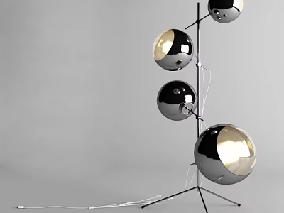Modern Irregular Shape Floor Lamp With Spherical Shades And Metal Stand 3d model