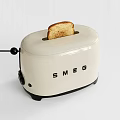 Modern White SMEG Toaster With Freshly Toasted Bread Slice On Top 3d model