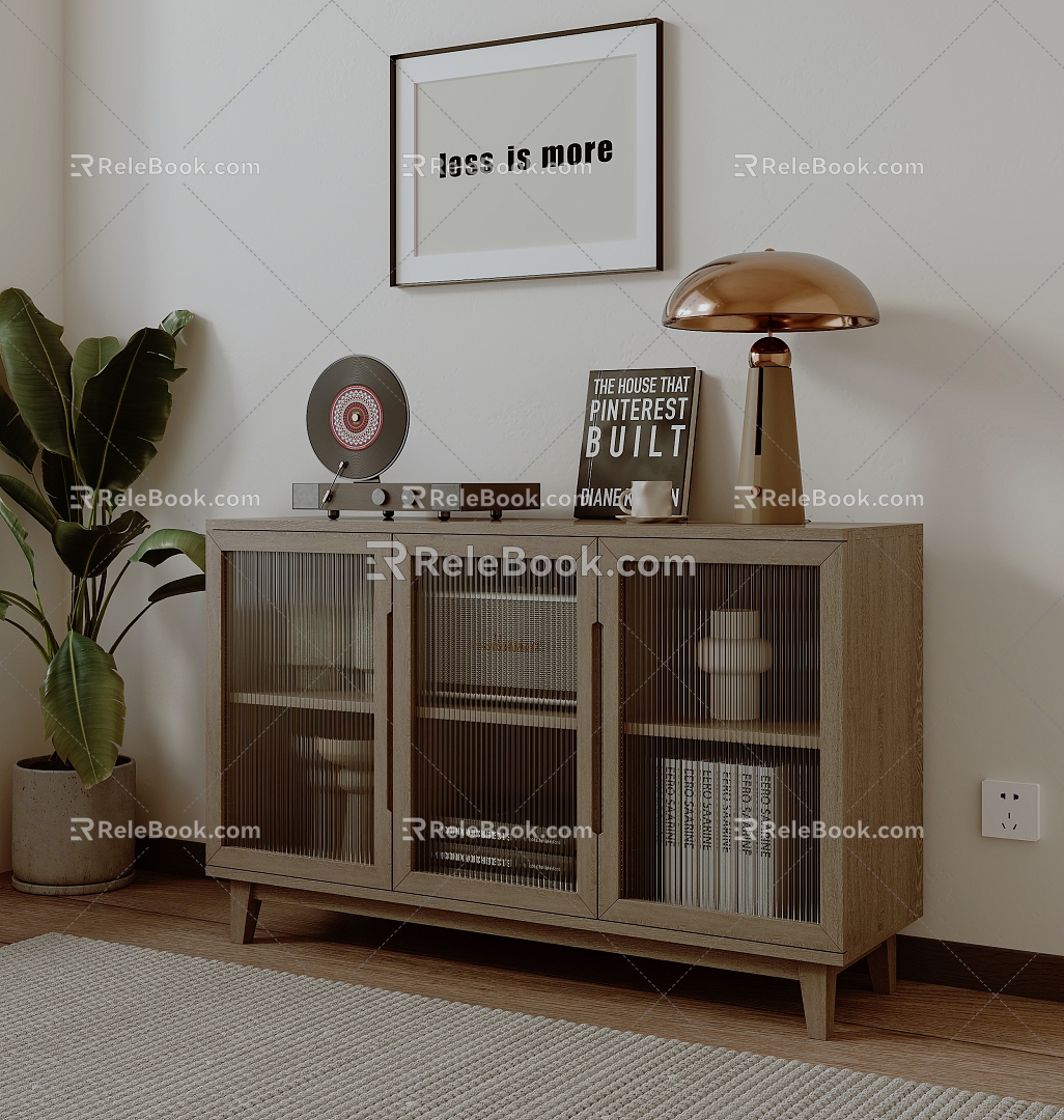 Modern solid wood side cabinet 3d model