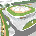 Modern Science and Technology Museum Performing Arts Center With Curved Roof Design