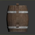 Wooden Barrel Shaped Mug With Metallic Bands And Curved Handle Design