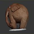 Red Elephant Sculpture With White Base And Blue Eyes Decorative Art Piece