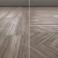 Natural Light Gray Wooden Flooring With Herringbone And Straight Installation Patterns 3d model