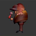 3D Cartoon Game Character Wearing Red Hat Orange Coat With Purple Nose Arms Outstretched