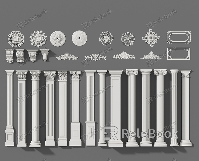 European Roman Column Corner Flower model