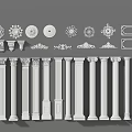 Roman Columns With Various Decorative Capitals And Ornamental Design Details