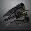 Futuristic Sci Fi Spaceship Design With Glowing Thrusters And Orange Emblems 3d model