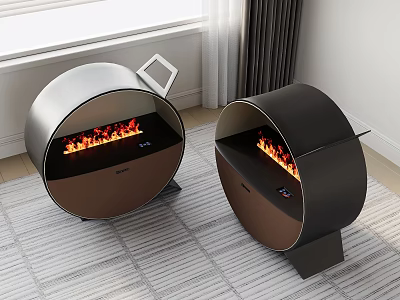 Modern Electric Fireplaces With Stylish Circular Design 3d model