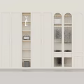 Modern Beige Wardrobe With Glass Doors Open Shelves And Built In Lighting