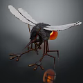 Realistic 3D Mosquito Game Movie Character With White Wings Black Body And Metal Legs