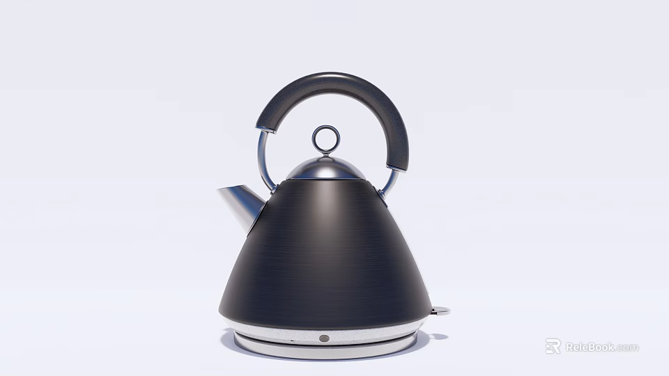Modern Electric Kettle with Black Stainless Steel Ergonomic Handle and Silver Base Kitchen Use 3d model 