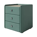 Stylish Modern Green Nightstand With Three Drawers And Silver Knobs 3d model