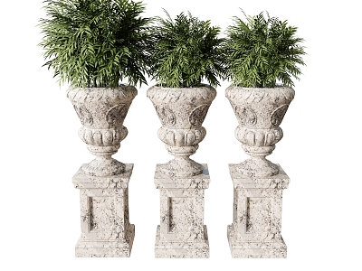 Other Plant Green Plant Flowers Stone Flower Pot model