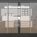 Modern Interior Sliding Doors with Grid Pattern Glass as Space Divider