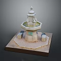 Ornamental Stone Fountain With Octagonal Basin Square Pedestal And Decorative Top