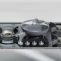 Essential Modern Kitchen Appliances Including Refrigerator Range Hood Ovens Gas Stove Sink and Rice Cooker