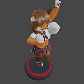 3D Anime Fox Girl Character In School Uniform With Plaid Skirt And Tail