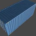 Blue Shipping Container Featuring Metal Structure Double Doors And Yellow Markers