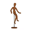 Wooden Articulated Human Figurine Decorative Ornament Set With Posable Joints And Standing Base