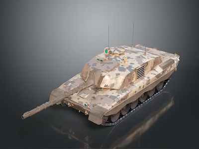 Military Tank With Camouflage Paint Equipped Gun Barrel Antennas And Tracked Chassis Design 3d model