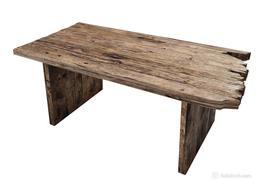 Rustic Wooden Tea Table With Natural Wood Grain And Simple Solid Legs 3d model 