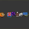 Pixel Art Train Among Diverse 3D Items