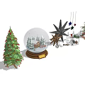 Christmas Decorative Items With Tree Snow Globe Star Ornaments And Gifts