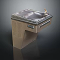 Indoor Water Fountain Design With Stainless Steel Surface Faucet And Brown Base