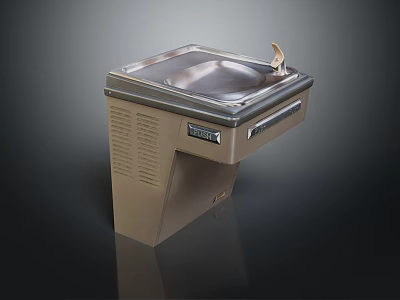 Indoor Water Fountain Design With Stainless Steel Surface Faucet And Brown Base 3d model