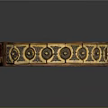 Vintage Textured Leather Headband with Golden Circular Patterns and Rivets