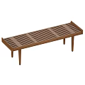 Mid Century Solid Walnut Wood Slatted Two Seater Sofa For Living Room And Entryway