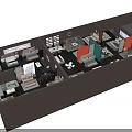 Interior Design Exhibition Showcasing Multiple Room Layouts With Beds Tables And Chairs 3d model