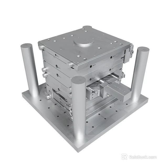 Precision Metal Mold Structure With Industrial Manufacturing Components And Pillars 3d model
