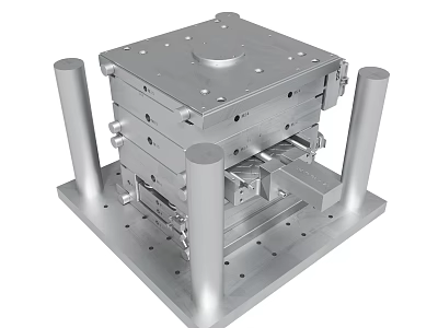 Precision Metal Mold Structure With Industrial Manufacturing Components And Pillars 3d model