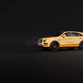 Yellow Bentley SUV with Black Wheels and Red Calipers Stylish Exterior Design on Black Background