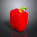 Fresh Ripe Red Bell Pepper with Vibrant Green Stem Isolated on Dark Background