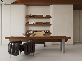 Quiet office desk and chair combination 3d model