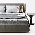 Modern Double Bed Interior Design With Soft Pillows Cozy Blanket And Nightstand