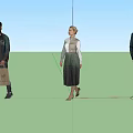 Modern multi-person multi-person fashion character combination 3d model