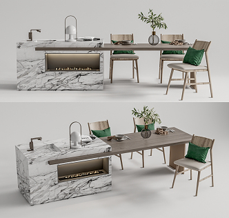 Modern Dining Table and Chair Combination Nakajima Bar Table and Chair 3d model