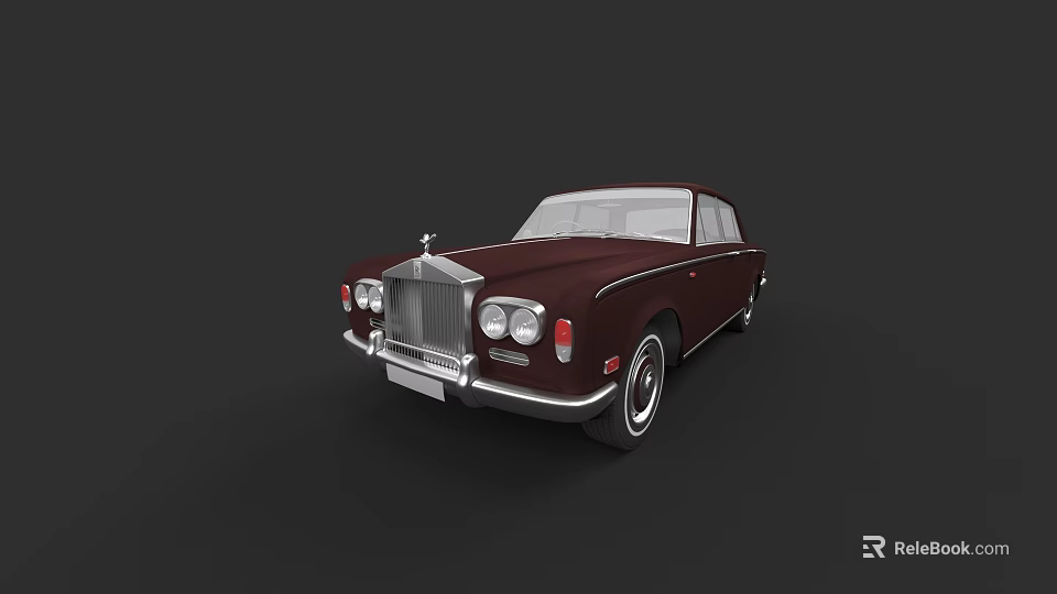 Vintage Maroon Rolls Royce Sedan With Iconic Exterior Design Elements 3d model