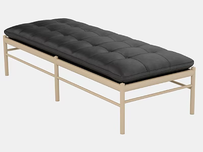 Modern Chaise Lounge With Black Tufted Cushion And Light Metal Frame 3d model