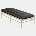 Modern Chaise Lounge With Black Tufted Cushion And Light Metal Frame