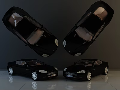 Multiple Black Luxury Cars Display Sleek Design In Modern Studio Setting 3d model