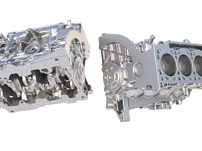 Automotive Engine Mechanical Structure With Metal Cylinder Block And Precision Parts 3d model