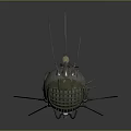 Detailed Spherical 3D Equipment Model With Metal Rods Mechanical Structure And Transparent Surface
